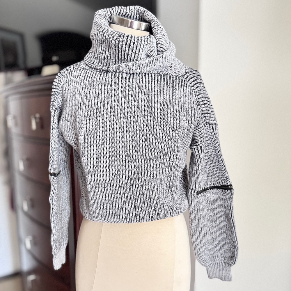 Elegant Gray Cowl Neck Sweater
